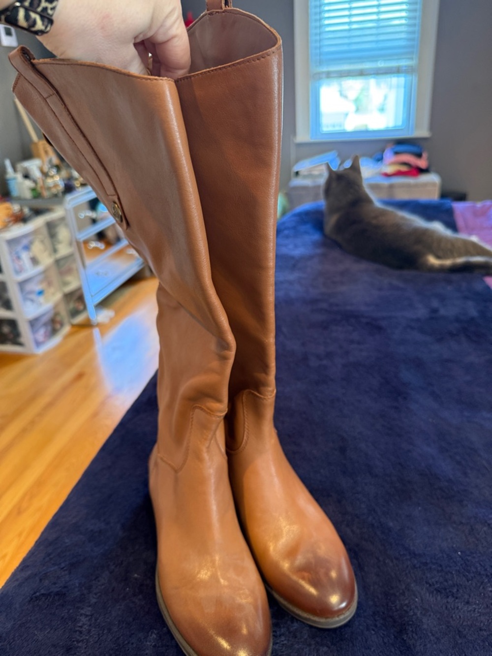 Sam Edelman Tall Leather Over-the-Knee Boots - Cognac Brown